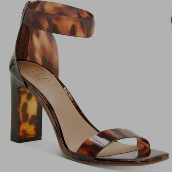 NEW INC TRANSLUCENT STRAPS ANKLE STRAP MAKENNA SQUARE TOE BLOCK HEEL SANDAL - Picture 16 of 16